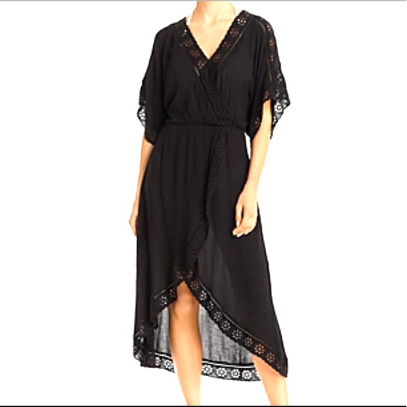 Surf gypsy Eyelet Maxi Dress Swim Cover-up In Black new with tags size medium - Picture 10 of 10